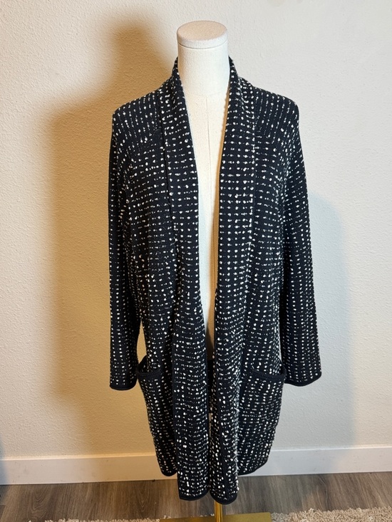 Habitat Sweaters - LIV by Habitat Black & White Open Front Knit Cardigan Sweater size Large
